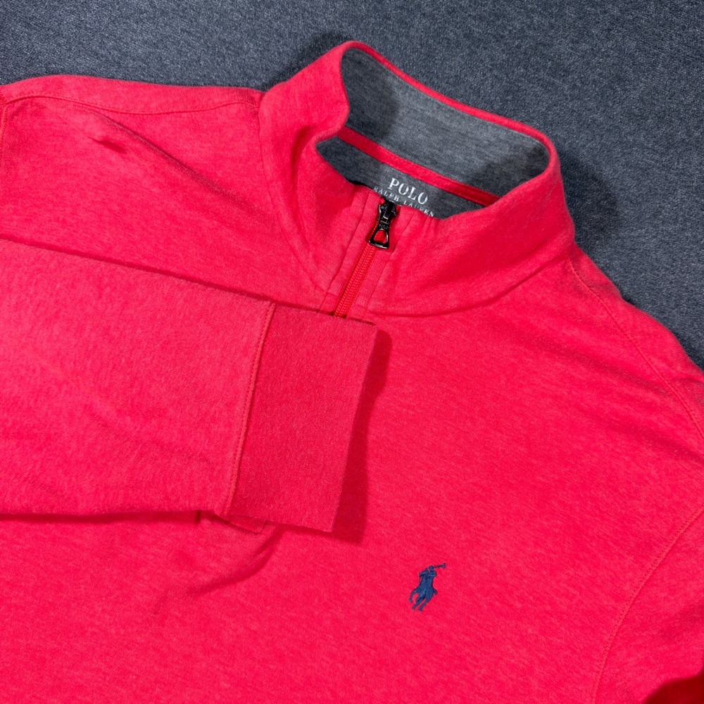 Polo Ralph Lauren Quarter Zip Men Large Red Performance Pullover Long Sleeve